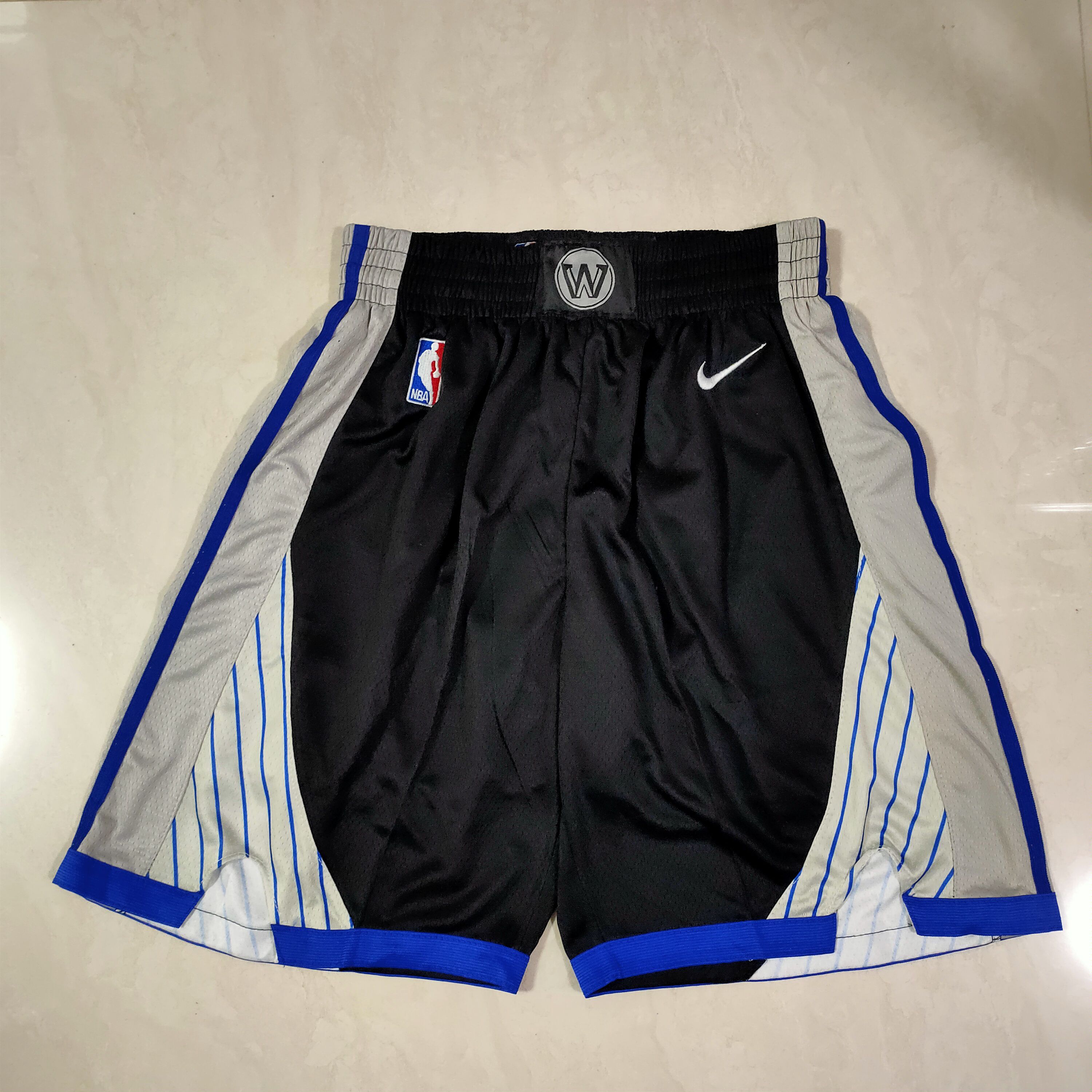 Men NBA Golden State Warriors Black Shorts 0416